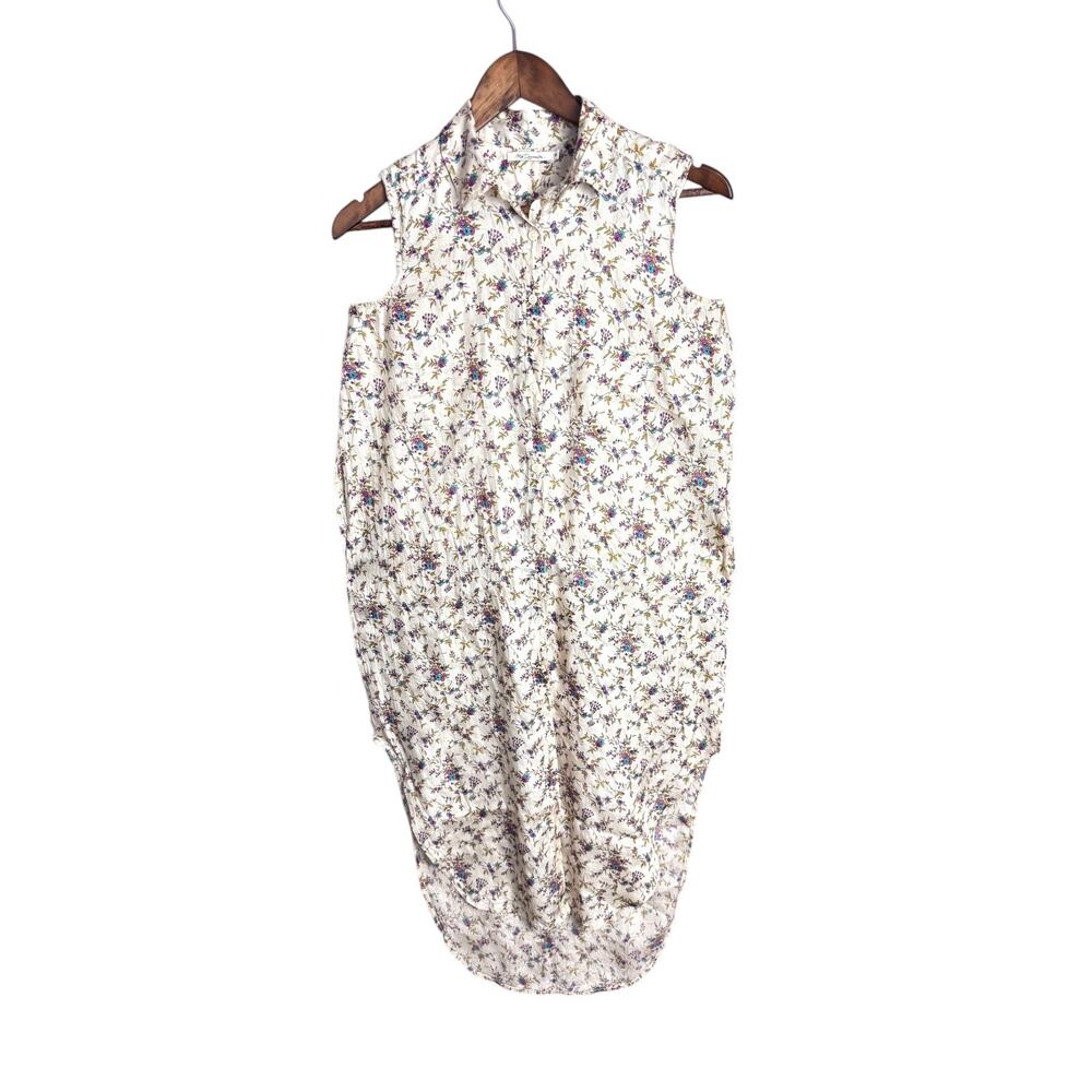 Mes Demoiselles SilkFloral Long Side Slit Shirt Paris Boho 34 Regency Bridgerton